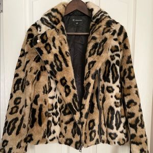 Leopard faux fur jacket